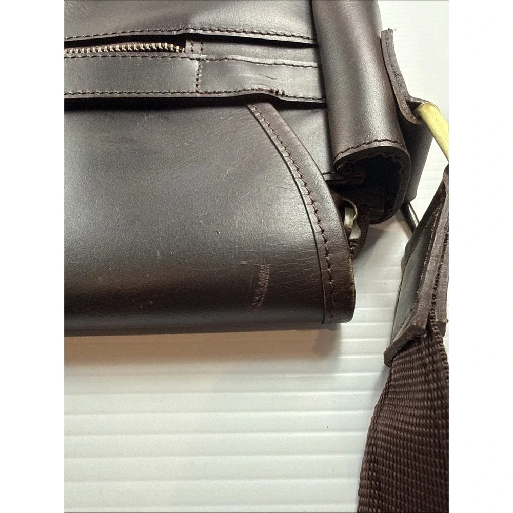 Rustic Town leather messenger‎ Laptop Shoulder bag Brown 16x13x3.5